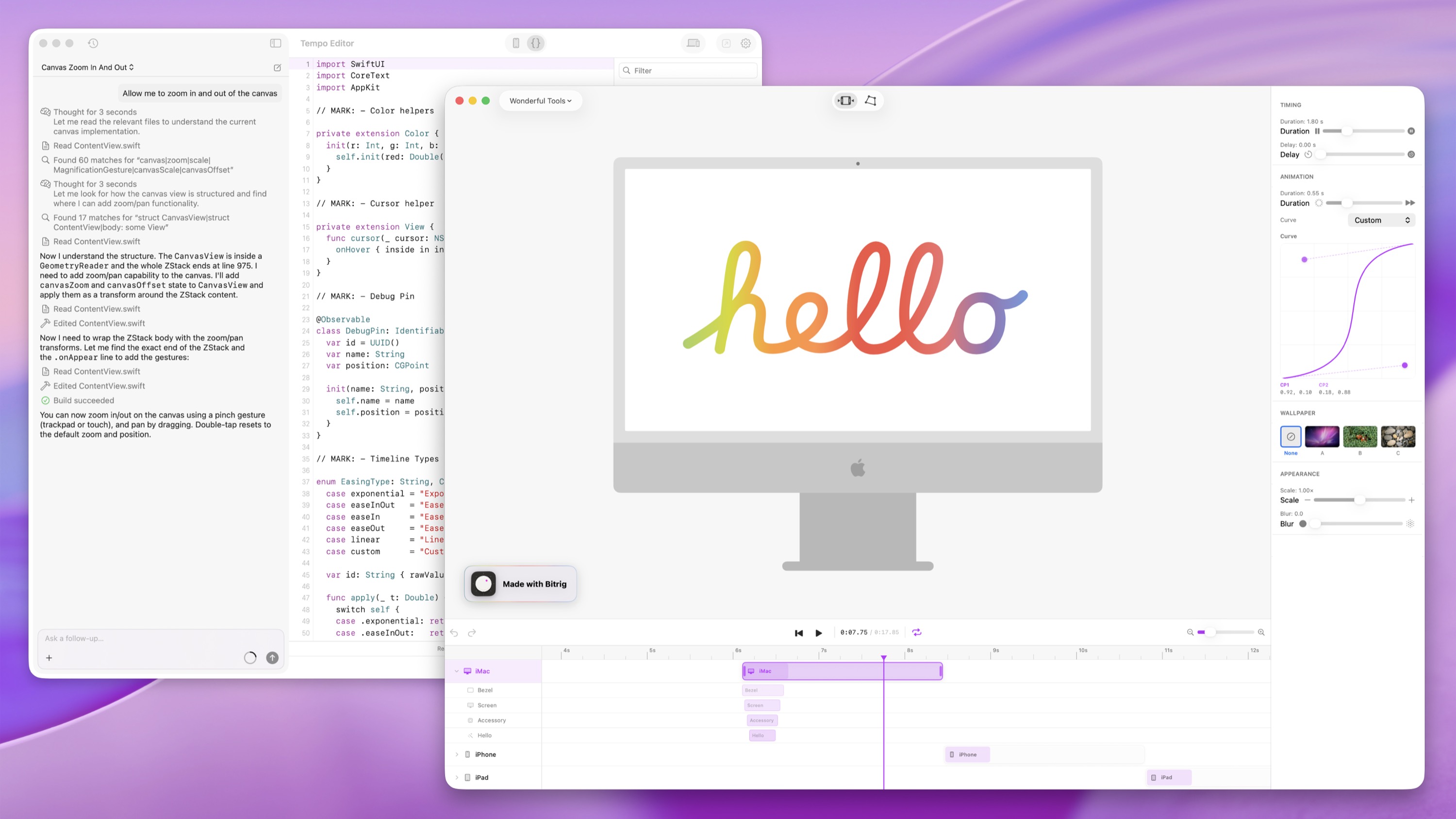 Building a motion editor with Bitrig